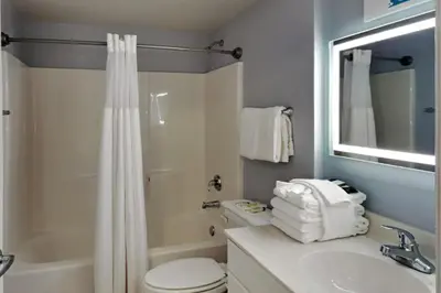 a bathroom with a toilet and a sink and a shower at Shores of Panama #1823 in Panama City Beach
