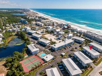 an aerial view of a resort next to the beach at After Dune Delight in Santa Rosa Beach