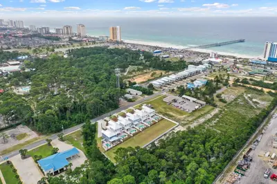 an aerial view of the beach and the ocean at Beach House - Sugary Sands by Panhandle Getaways in Panama City Beach