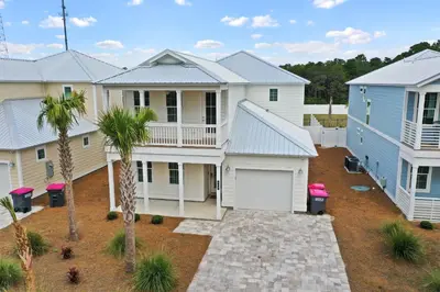 an aerial view of a row of houses at Pet Friendly Beach House - Sugary Sands by Panhandle Getaways in Panama City Beach