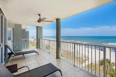 a balcony with a view of the ocean at Long Beach Resort 3-404 in Panama City Beach