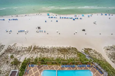 an overhead view of a beach with people at Sterling Reef 1203 in Panama City Beach