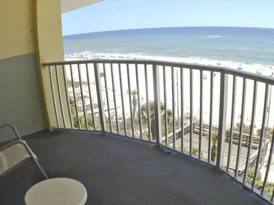 a balcony with a view of the beach at Boardwalk Beach Hotel in Panama City Beach