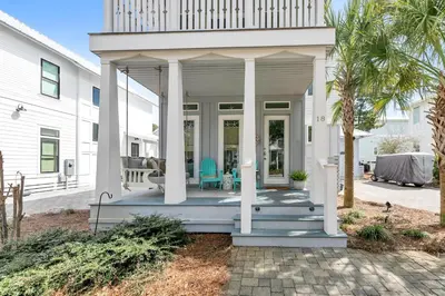 a white house with a gazebo at Seagrove Serenity - Seagrove Beach 30a 3BD 3BA Home in Santa Rosa Beach