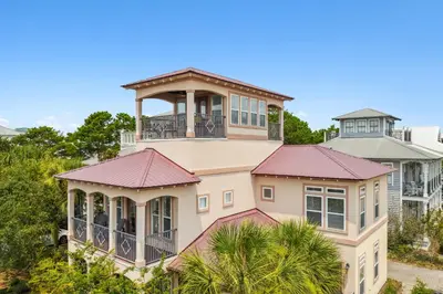 a large house with a tower on top of it at 30A Beach House - Beach Bikin by Panhandle Getaways in Panama City Beach
