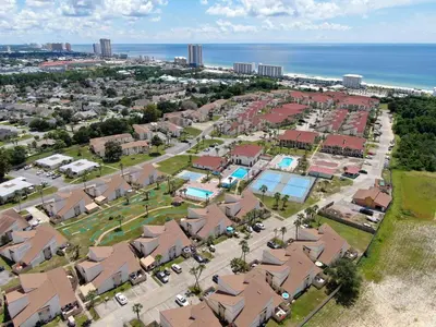 an aerial view of a residential neighborhood with houses at Horizon South 23A by InJoy Vacations in Panama City Beach