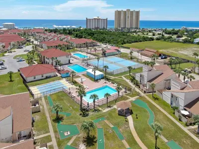 an aerial view of a resort with a pool at Horizon South 23A by InJoy Vacations in Panama City Beach
