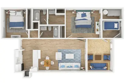 a rendering of a floor plan of a house at March Sale! Walk to Beach - Large Private Yard - Fire Pit - Dog Friendly in Panama City Beach