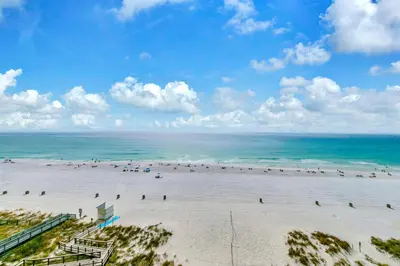 a view of a beach with a lot of people at Beachfront Studio #709 at Majestic in Panama City Beach