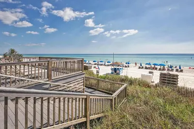a view of a beach with people and umbrellas at Palazzo 404 in Panama City Beach