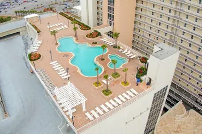 an overhead view of a pool on a hotel balcony at Laketown Wharf 1226 -2BD+Bunks, Amazing Gulf Views in Panama City Beach
