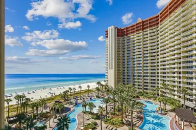 a view of the resort and the beach at Shores of Panama 723 condo in Panama City Beach