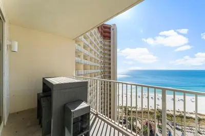 a balcony with a view of the beach at Shores of Panama #1420 by Nautical Properties in Panama City Beach