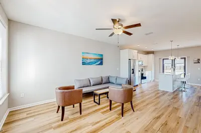 a living room with a couch and chairs at Walk to Eats! Family Hideaway 16 Mi to PCB in Callaway