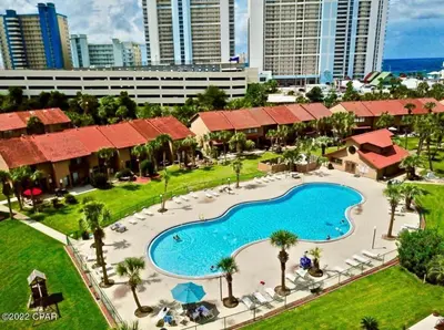 an aerial view of a pool at a resort at 4BD Resort Home Golf Cart Inc 11 Pools in Panama City Beach