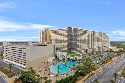 an aerial view of a resort with a pool at Laketown Wharf #0109 in Panama City Beach