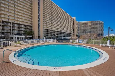 a large swimming pool in front of a building at Laketown Wharf #0201 in Panama City Beach