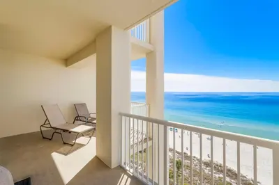 a balcony with a view of the ocean at Grand Panama #1-1001 in Panama City Beach