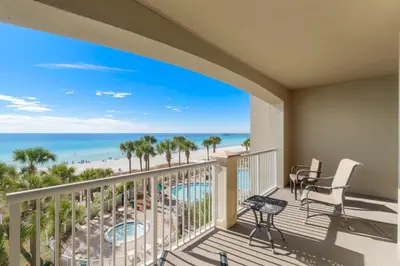 a balcony with a view of the beach at Grand Panama #1-0408 in Panama City Beach