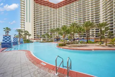 a large swimming pool in front of a large building at Shores Of Panama #1205 in Panama City Beach