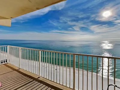 a view of the ocean from the balcony of a house at Shores of Panama #1702 in Panama City Beach