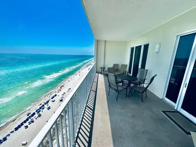 a balcony with a view of the beach at Ocean Reef 2001 in Panama City Beach