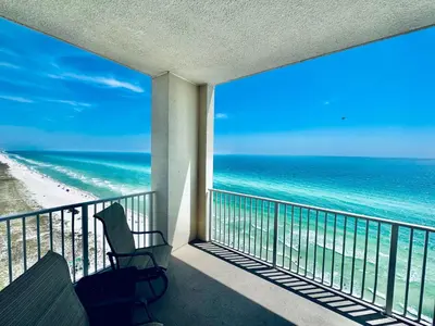 a balcony with a view of the beach at Ocean Reef 2001 in Panama City Beach