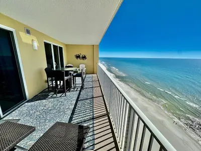 a balcony with a view of the ocean at Tropic Winds 2002 in Panama City Beach