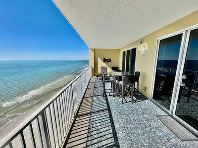 a balcony with a view of the ocean at Tropic Winds 2002 in Panama City Beach