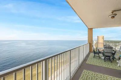 a balcony with a view of the ocean at Tropic Winds 1909 in Panama City Beach