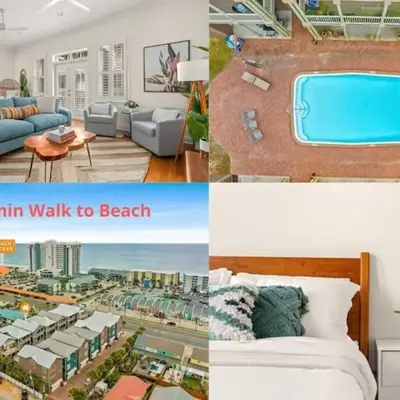 Modern Beach Haüs 4 min walk to beach w/ pool BBQ