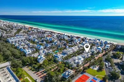 an aerial view of a resort on the beach at Seas The Day in Rosemary Beach