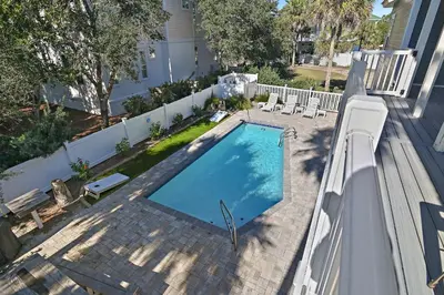 an overhead view of a swimming pool on a house at Caribbean Breeze in Seacrest