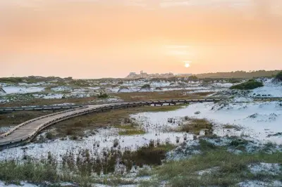 a train on a track in a field with snow at 28 Beach Bike Way in Santa Rosa Beach