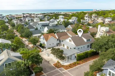 an aerial view of a residential neighborhood with a house at Bungalow 8 in Watersound Beach