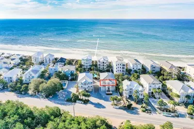 an aerial view of a resort with the beach at Gulf Side Condo Seagrove Beach Community Pool in Santa Rosa Beach