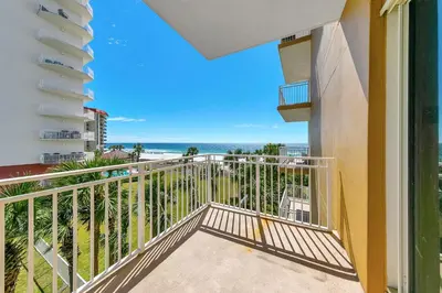 a balcony with a view of the beach at Sterling Beach #301 in Panama City Beach