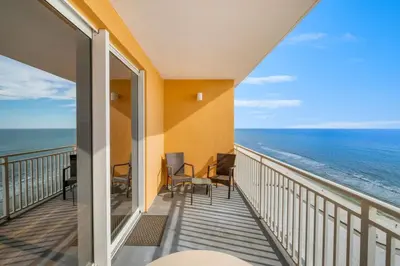a balcony with a view of the ocean at Splash 804E in Panama City Beach