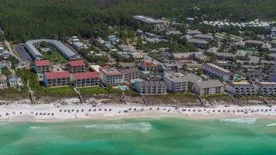 an aerial view of the beach at the resort at Beachside Condo 24 Here comes the Sun in Santa Rosa Beach