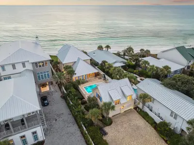 an aerial view of a house on the beach at Always On My Mind by 30A Escapes in Seacrest