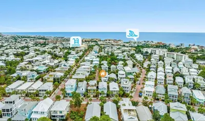 an aerial view of a city with houses at Endless Summer Escape by 30A Escapes in Rosemary Beach