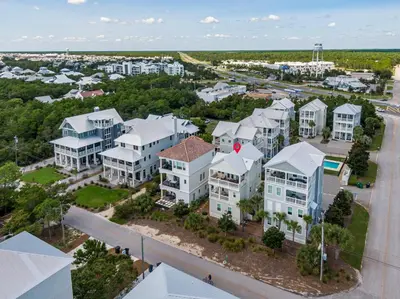 an aerial view of a city with white houses at Sanity By the Sea by 30A Escapes in Inlet Beach