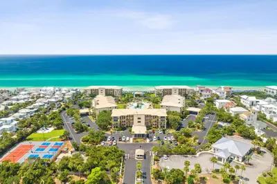 an aerial view of a resort with the ocean at HP 12W Gulf Front Condo by 30A Escapes in Rosemary Beach