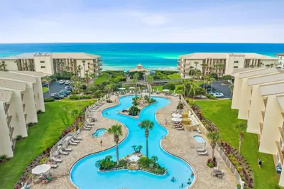 an aerial view of the pool at the resort at HP 422 Blue Haven by 30A Escapes in Rosemary Beach