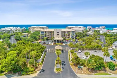 an aerial view of a resort with the ocean in the background at HP 422 Blue Haven by 30A Escapes in Rosemary Beach
