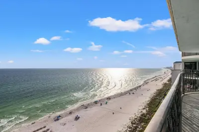 a view of a beach with people on it at Watercrest 1704 - Serenity Shores in Panama City Beach