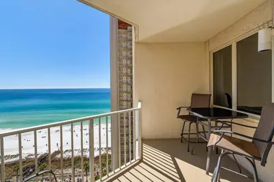 a balcony with a view of the beach at Shores of Panama 1410 - Seaside Retreat in Panama City Beach