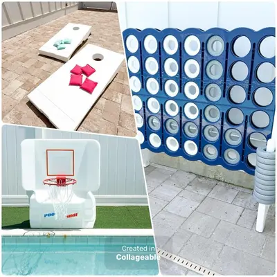 a ping pong ball game with a basketball hoop at The Taj Of The Gulf! Luxury Beach Mansion! Sleeps 37, private pool & hot tub, putting golf in Panama City Beach