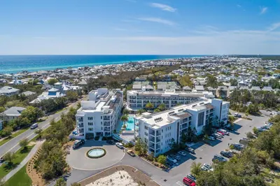 an aerial view of a resort with the ocean at The Pointe Unit 342 by 30A Escapes in Rosemary Beach