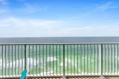 a view of the ocean from a balcony at Tidewater 2308 by Emerald Coast Retreats in Panama City Beach